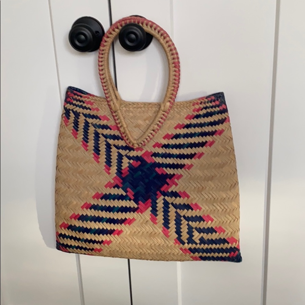 1950s vintage mcm straw beach bag